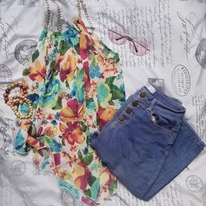 Blush Floral Chiffon Chain Strap Cami